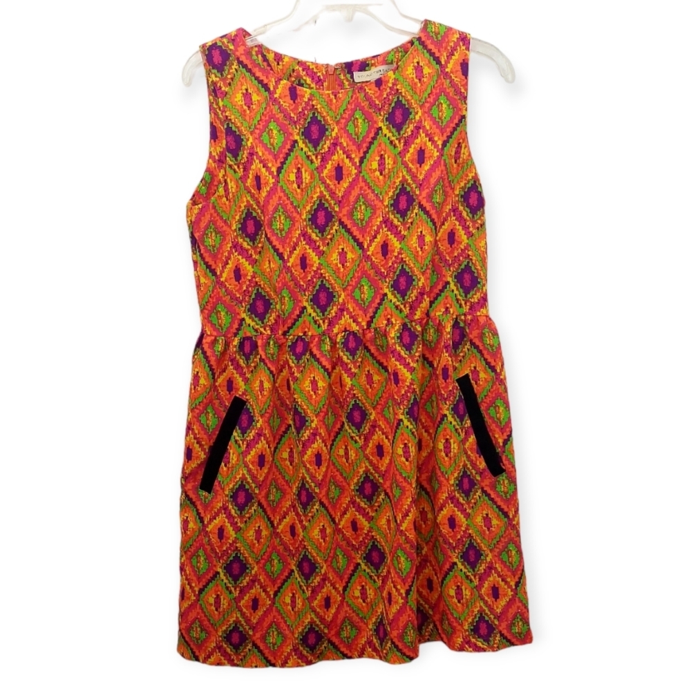 Young Thread Dress Women's Size Large Bright Neon Mini Sleeveless Retro